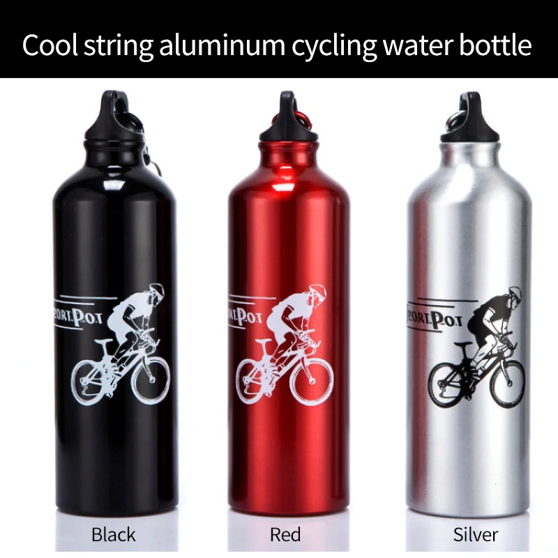 

750mL Water Bottle Mountain Bike Waterbottle Cup Sports Cycling Botella Flask Holder With Carabiner Aluminum Alloy