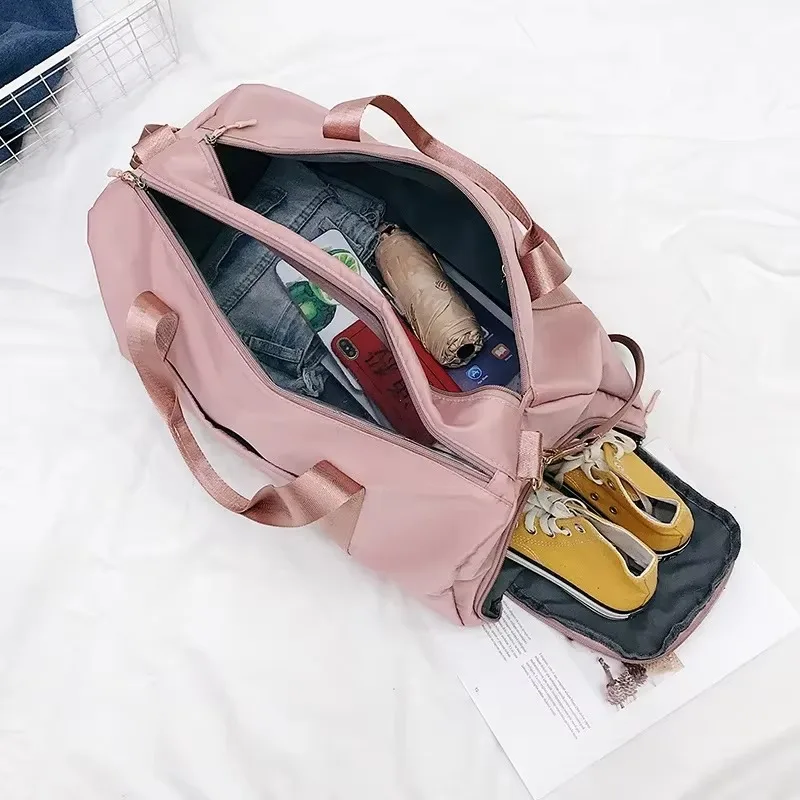 Outdoor Waterproof Nylon Sports Gym Bags Men Women Training Fitness Travel Handbag Yoga Mat Sport Bag with shoes Compartment 6