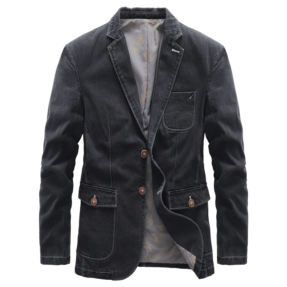 Men Denim Suit Jacket Plus Size 4XL Spring Slim Fit