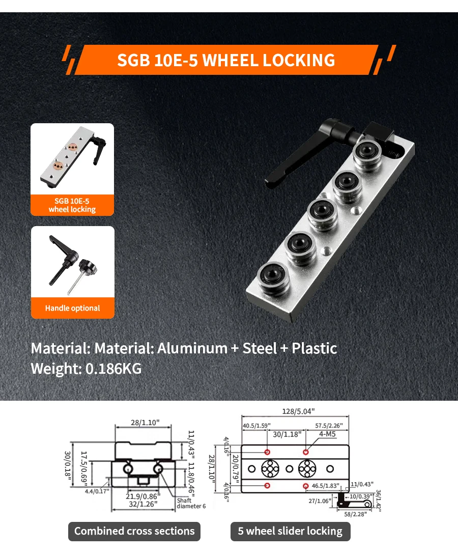 2PCS Integrierte Dual-Achsen Linearführung SGR20N SGR20 1200-2500mm + 4PCS Roller Sliding SGB20N/20 mit 3/4/5 Rad Schloss Aluminium – Detail 26