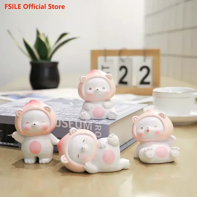 FSILE Honey Peach Bear Resin Desktop Decoration: A Delightful Japanese Healing Touch