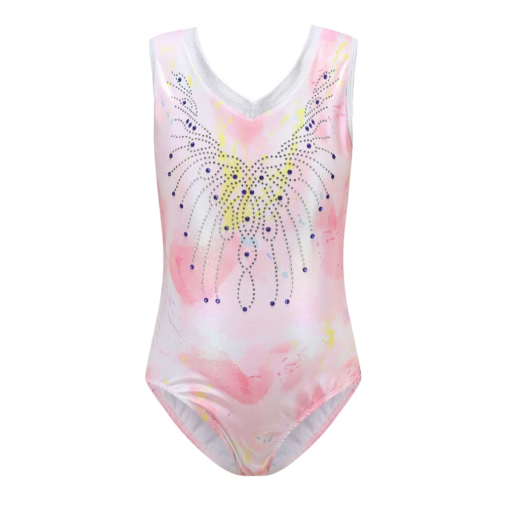 Girls Gymnastics Leotards Rainbow Color Bronzing Sleeveless Dancewear Athletic Ballet Dance Bodysuit For Kids 5-14 Years ballet leotard dance leotard