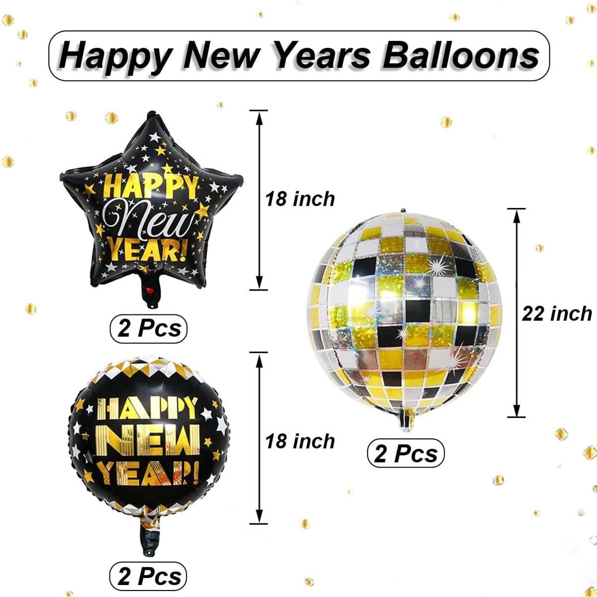 6 Stuks Nieuwjaar Folie Ballon Set 18 Inch GELUKKIG NIEUWJAAR Helium Ballonnen Vrolijk Kerstfeest Oudejaarsavond Party Outdoor decoraties