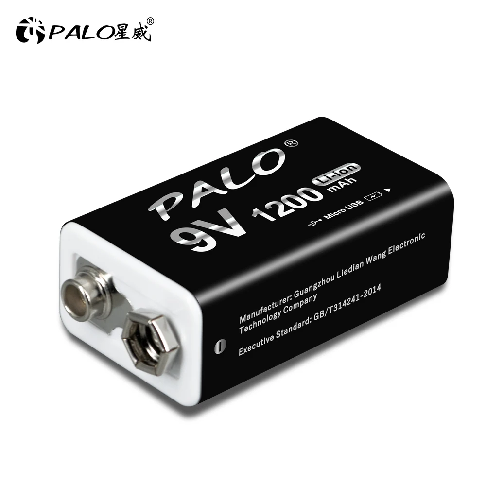 PALO 1200mAh micro USB 9 Volt  li-ion Rechargeable Battery 6F22 9V Li ion Lithium Battery for RC Helicopter Model Microphone Toy