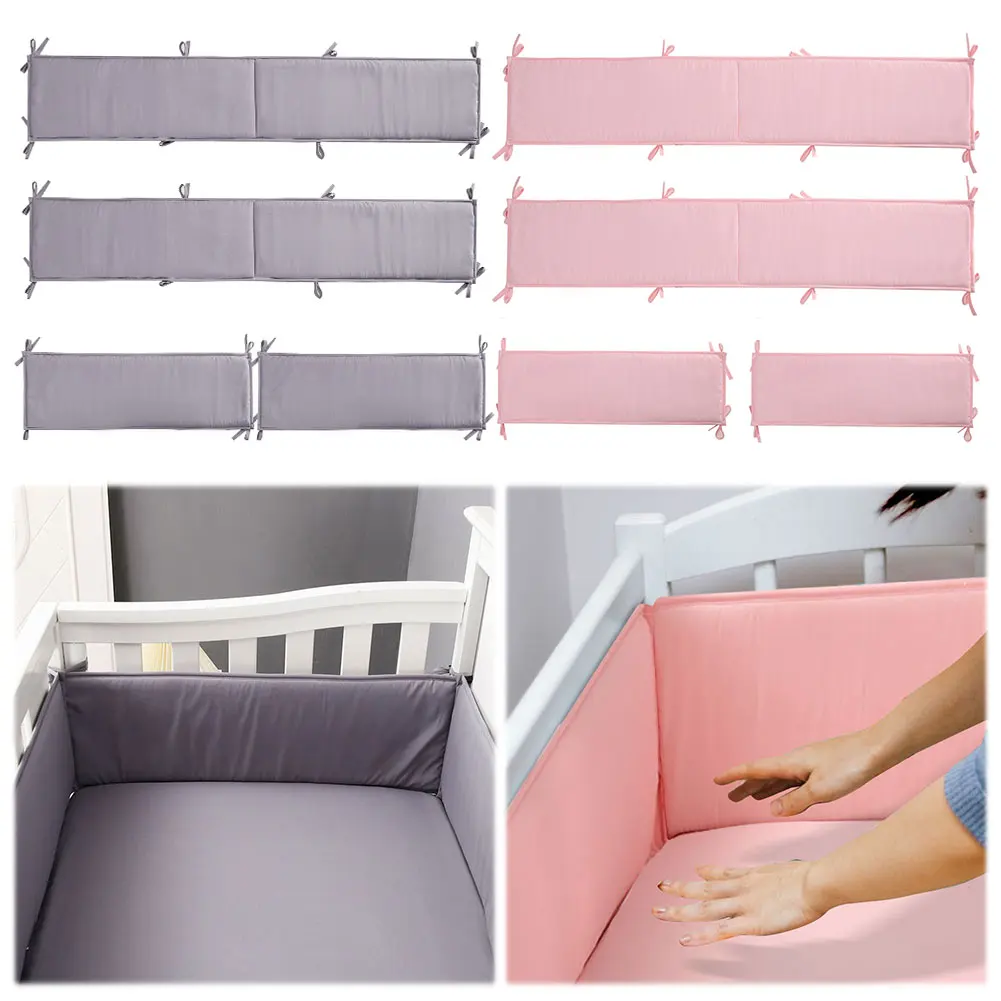 4Pcs Anti-Collision Breathable Cushioned Pads Soft Padding Baby Bed Bumpers Baby Crib Bumper Pads for Sides Padded Covers