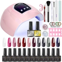 Summer 12 Colors 8ml Gel Nail Polish Set with Base Glossy Matte Top Coat Flash Nail Polish Set Manicure Kit Gifts for Women 1