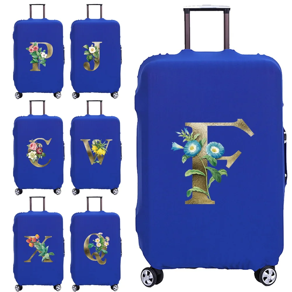 Elastic Luggage Protective Cover for 18-28 Inch Suitcase Golden Letter Printed Travel Accessories Trolley Duffle Protection Case