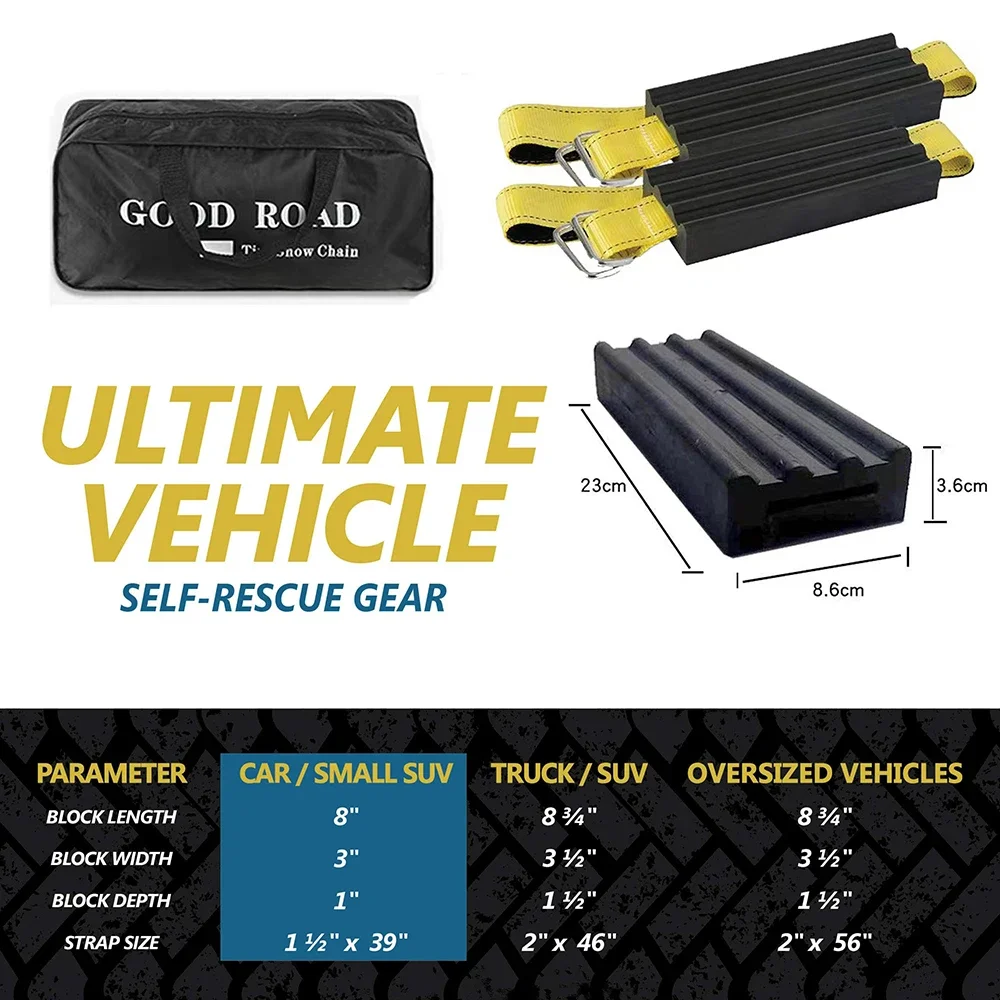 2pcs Tire Traction Device for Trucks & Large SUVs Anti Skid Emergency Tire Straps to Get Unstuck