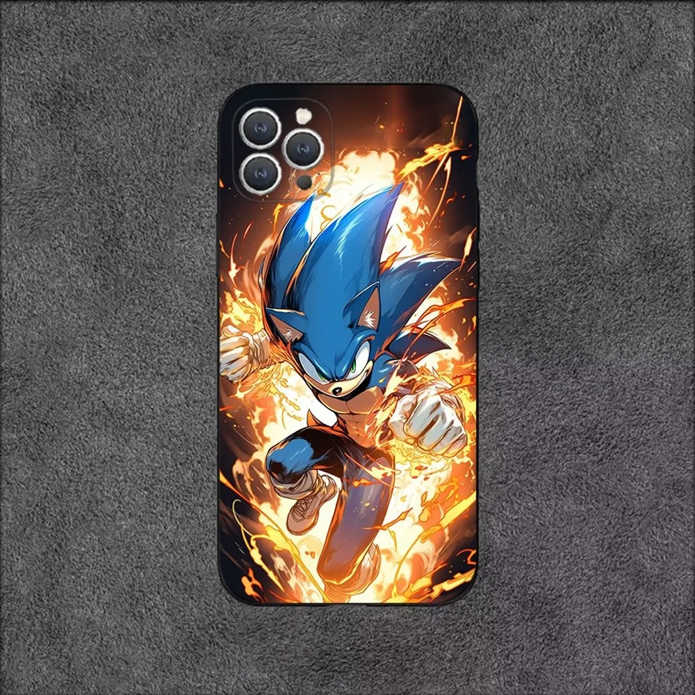 Funda de teléfono SonicS H-Hedgehog para iPhone 15, 14, 13, 12, 11, Plus, Pro Max, XS, X, XR, SE, Mini, 8, 7, funda de silicona suave negra