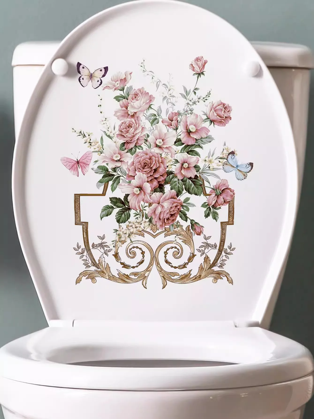 Pastoral Flowers And Plants Wall Sticker Bathroom Toilet Decor Decals Living Room Cabinet Home Decoration C209#
