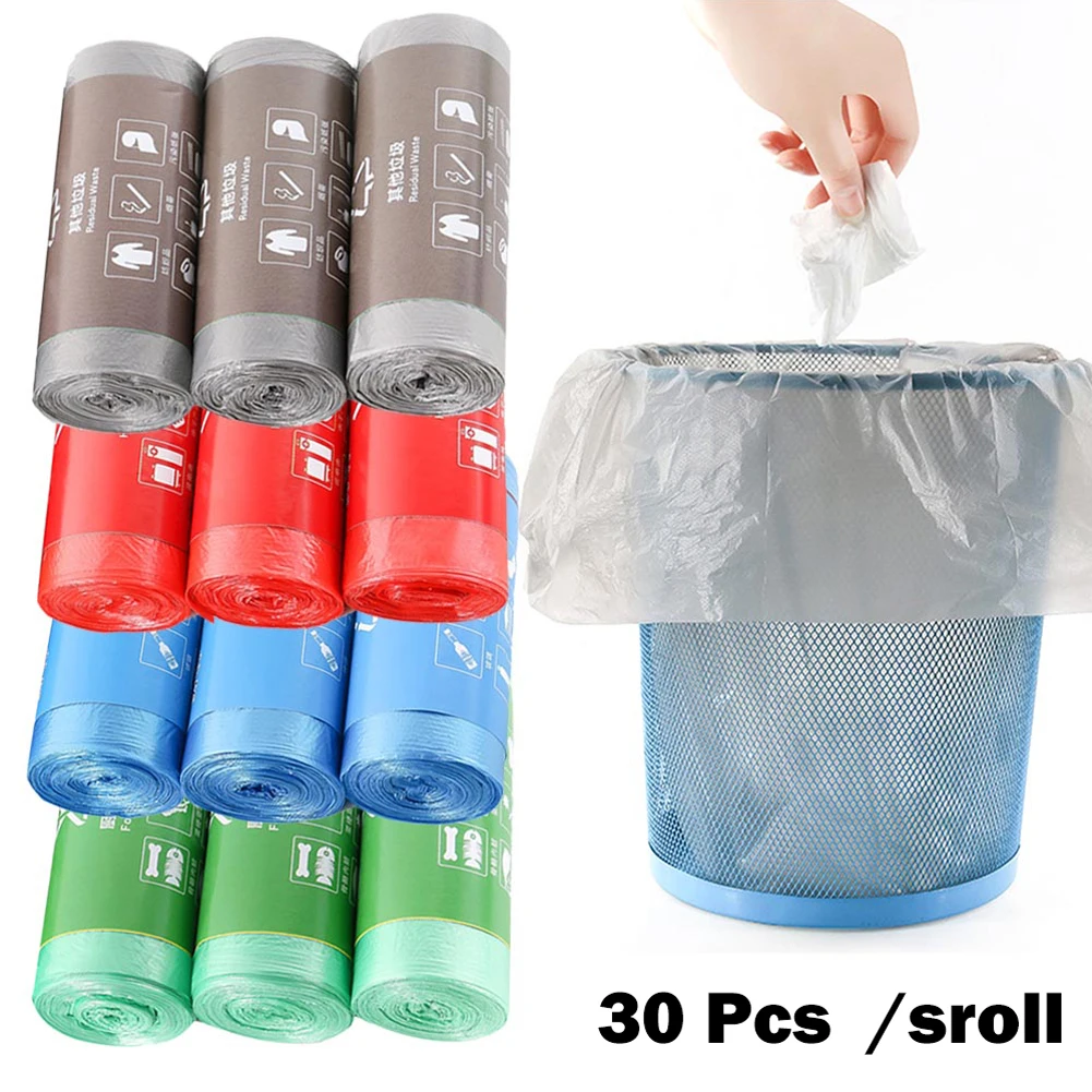 3 Rolls 1 Pack 30Pcs Household Disposable Trash Pouch Kitchen Storage