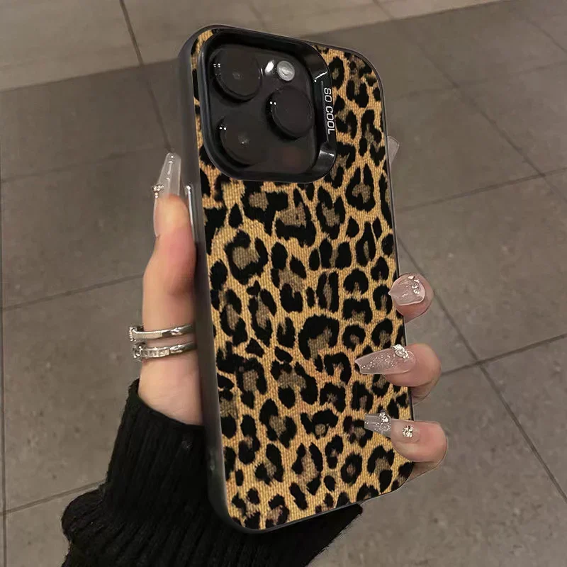 Brown Leopard Anti-Drop Armor Phone Case with Lens Protection