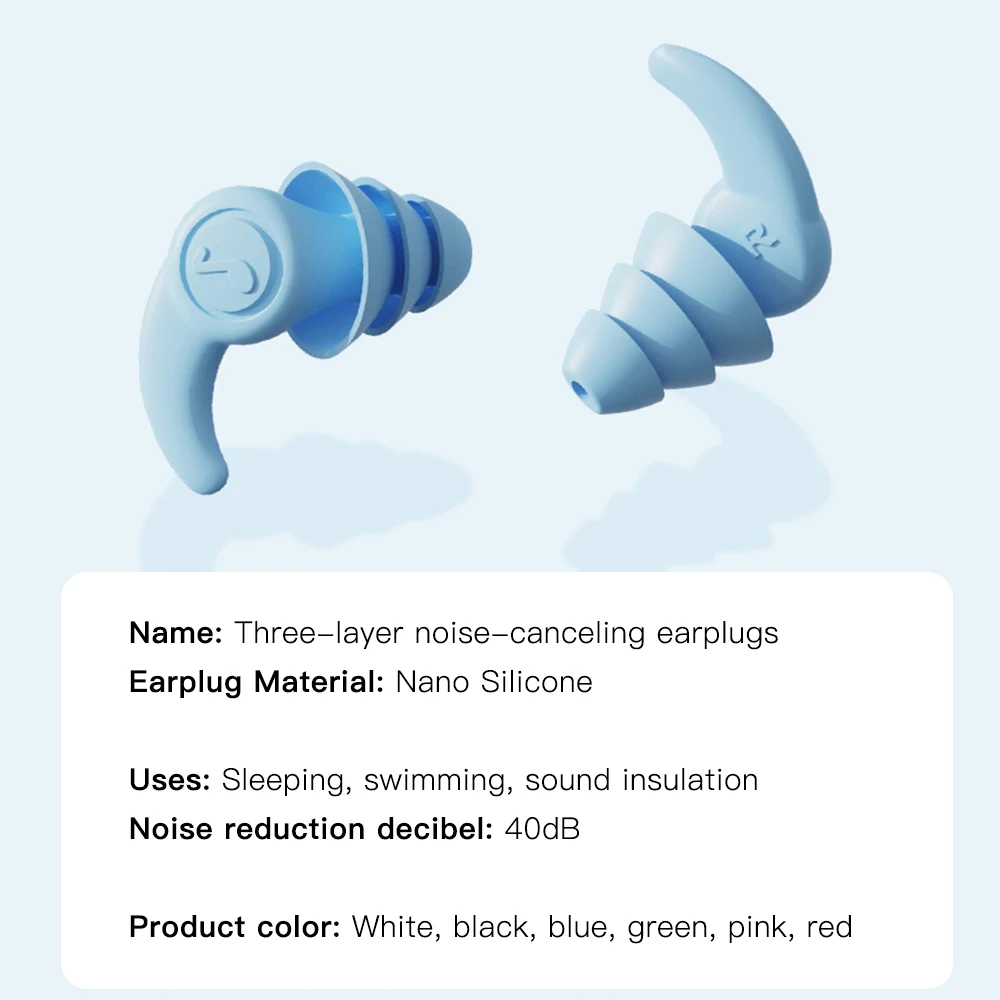 Three Layers Silicone Earplugs Sleeping Ear Plugs Noise Reduction Soundproof Tapered Ear Plug Soft Plug for Travel Sleeping 6