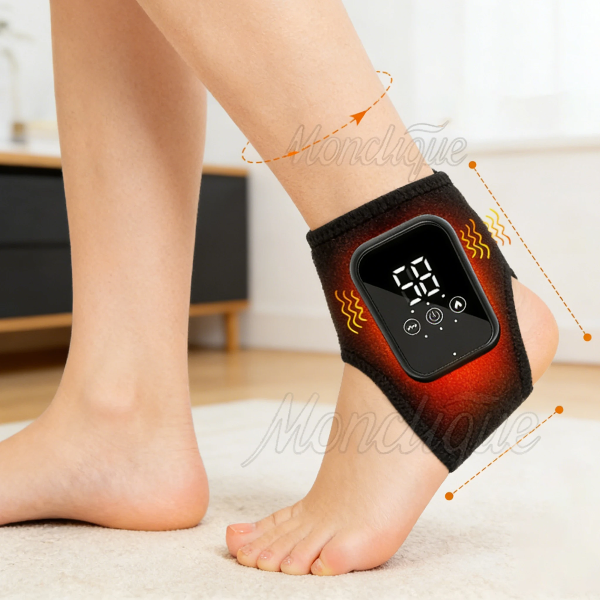 3 Heating Level Electric Ankle Heating Massage Hot Compress Vibration Foot Massage Ankle Joint Brace Wrap Foot Warmer Massage