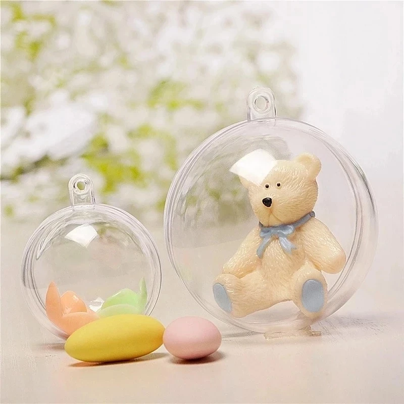 Christmas Tree Ornaments Clear Fillable Bauble Hanging Pendant Decorations For Home Kids Gift