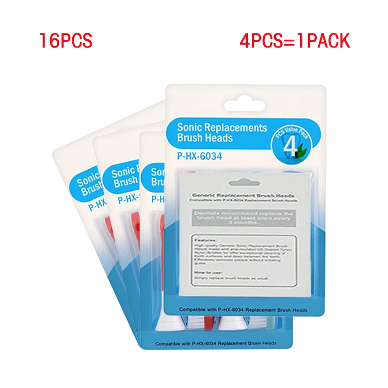 Насадки сменные для электрической зубной щетки, 16 шт.HX6034 for P Sonicare hilips/Triumph/Vitality Насадки сменные для электрической зубной щетки, 16 шт.HX6034 for P Sonicare hilips/Triumph/Vitality
