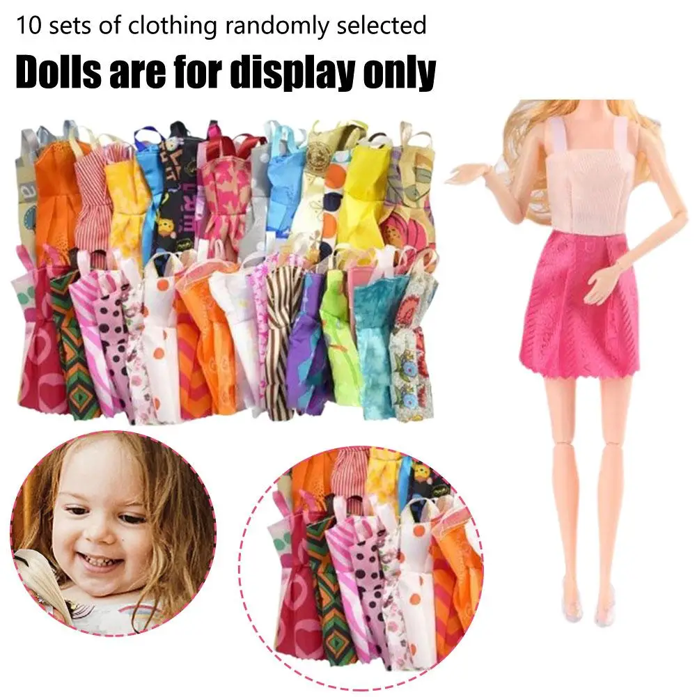 Random 10Set Doll Accessories For Bariess Shoes Boots Mini Dress Handbags Crown Hangers Glasses Doll Clothes Kids Toys 11.5-12''
