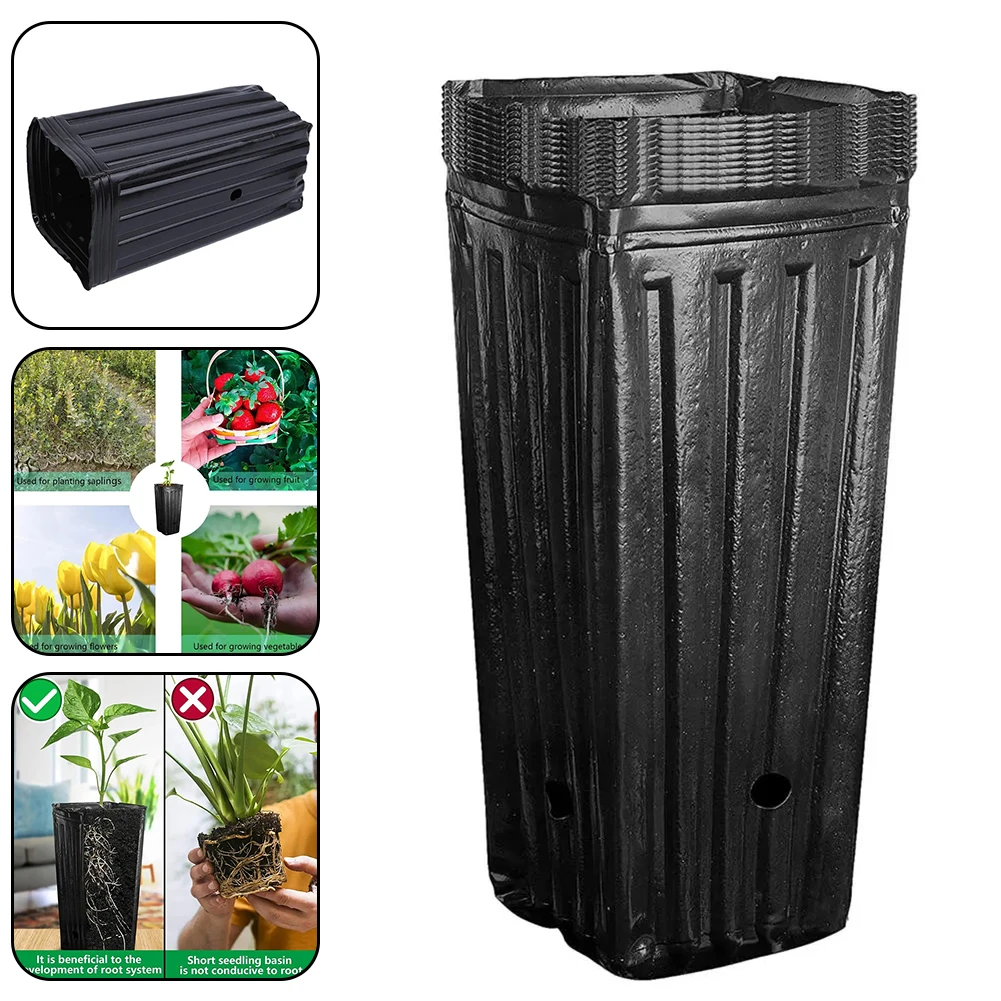 

Tall Square Plant Planting Cup Thicken Black Plastic Supple Nursery Breathable Pot For Garden Tree Transplant Grow Bags