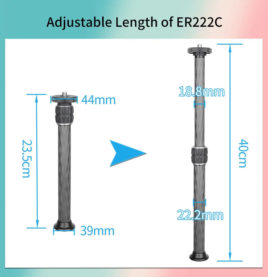 Description Picture 5 of itemINNOREL Universal 10 Layers Carbon Fiber Tripod Center Column Extension Pole Extender for Tripod Monopod DSLR Camera
