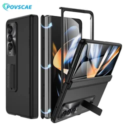 For Samsung Galaxy Z Fold 4 Case All-Inclusive Hinge Protection with Kickstand Screen Protector Slim Z Fold 4 Shockproof Cover