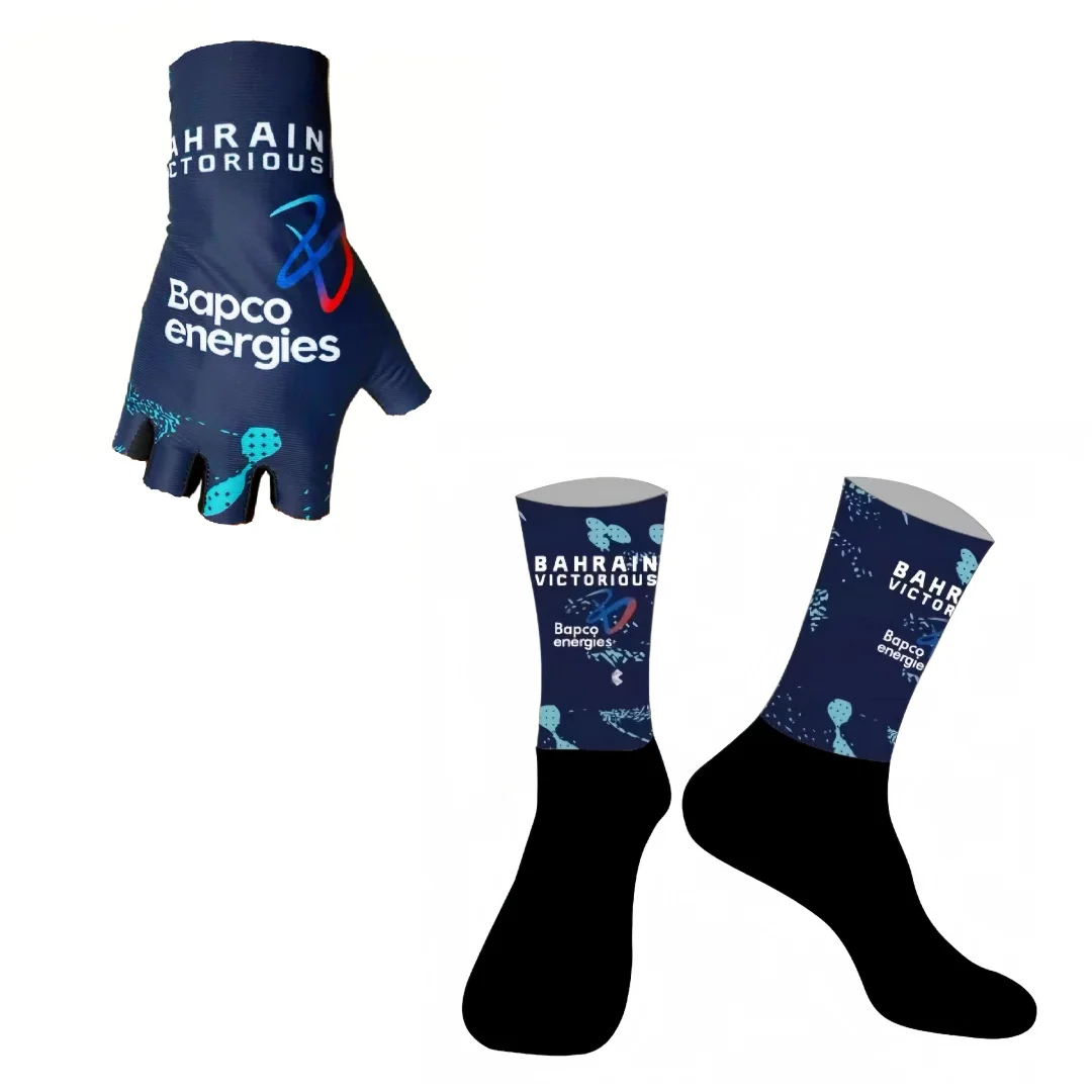 ONE PAIR 2026 BAHRAIN Victorious TEAM Antislip Bike Bicycle Racing LASER CUT Cycling Socks With Gloves_voghion.com