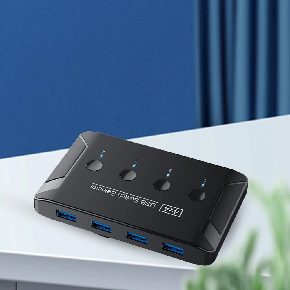 키보드 마우스 프린터 U 디스크용 USB 스위치 선택기, 4 입력 4 출력 KVM 스위치 스플리터, KVM USB 스위처