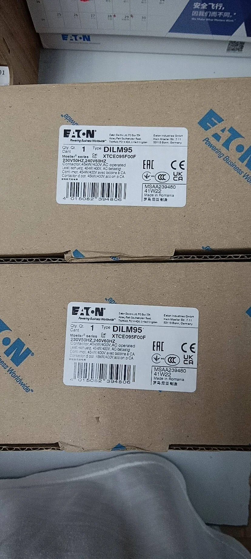 

Eaton Admiralty & Muller Original Imported AC Contactor EATON DILM95 230V Switch In Stock