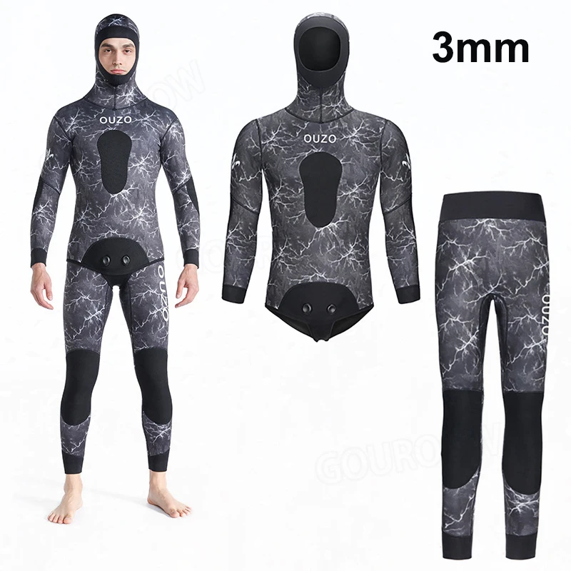 1.5mm/3mm Spearfishing Premium Camouflage Fullsuit Neoprene 2-pieces Hoodie Wetsuit Scuba Diving Suit Hoodie Snorkeling Suits