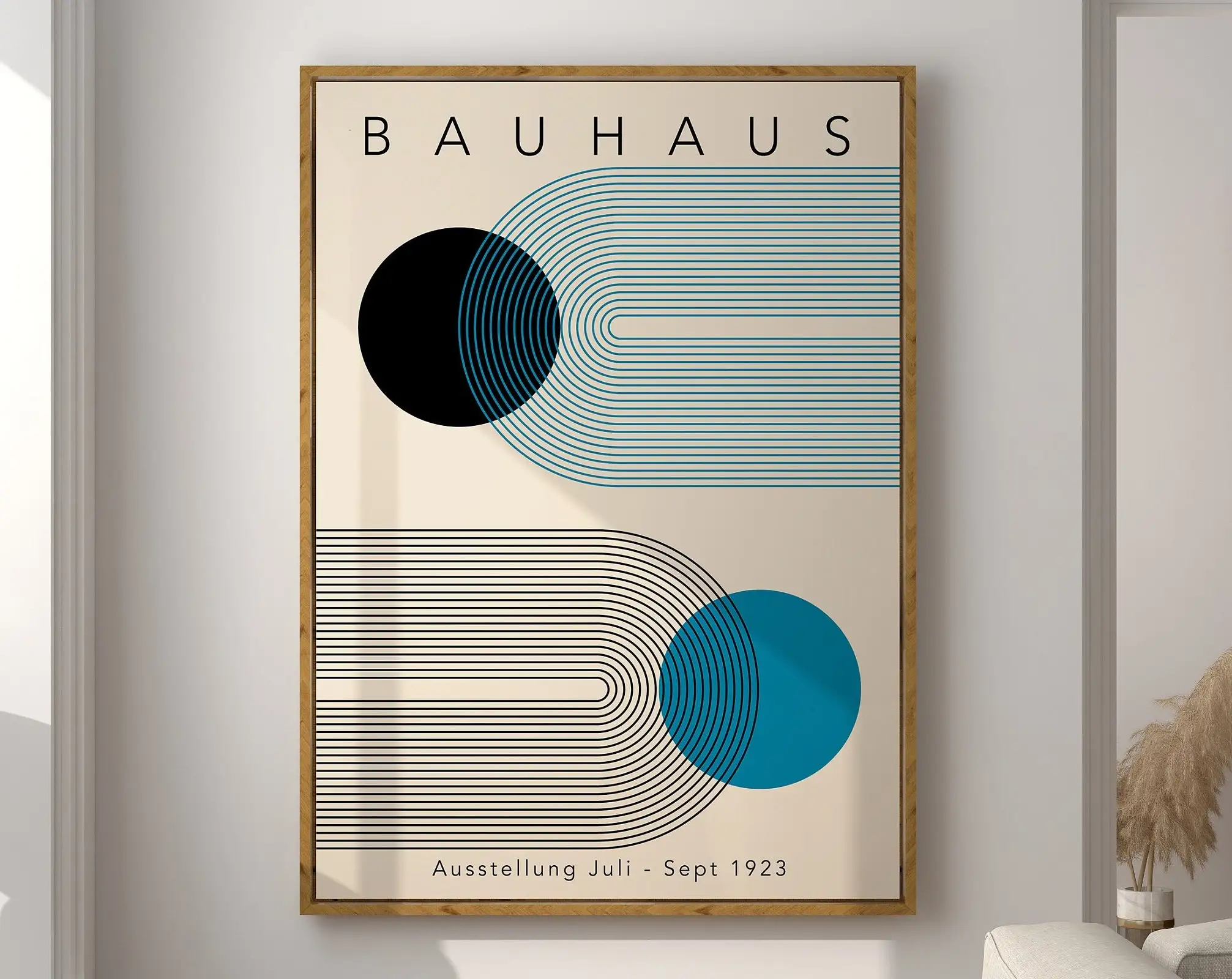 Modernist Bauhaus Geometric Canvas Poster Retro Mid Century Home Decor Wall Art