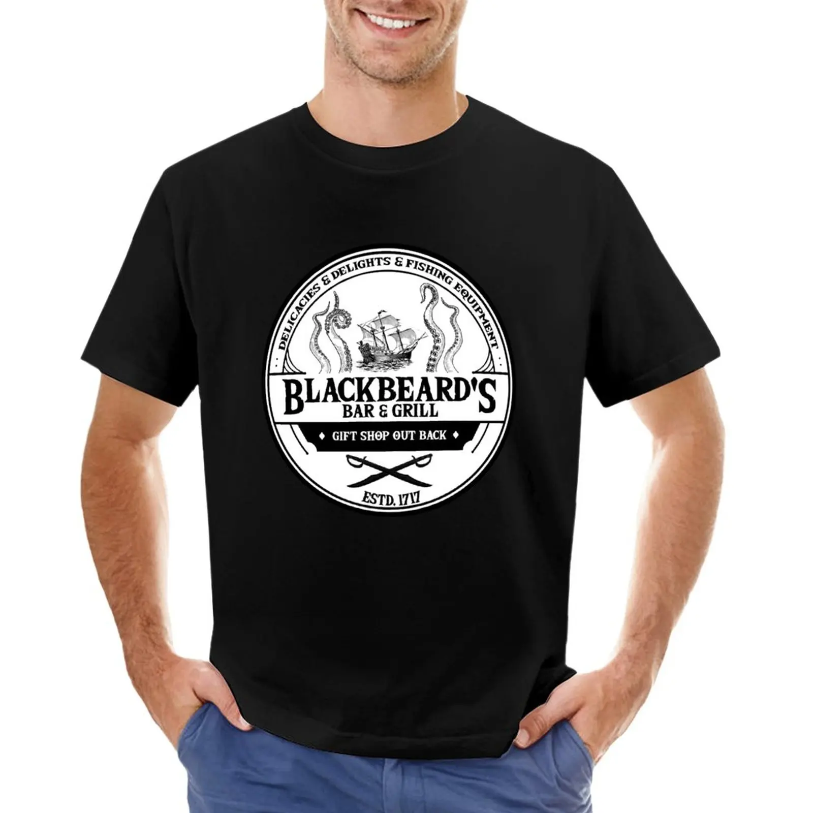 

Blackbeard's Bar and Grill Classic T-Shirt kawaii clothes tees funny t shirts Men's cotton t-shirt