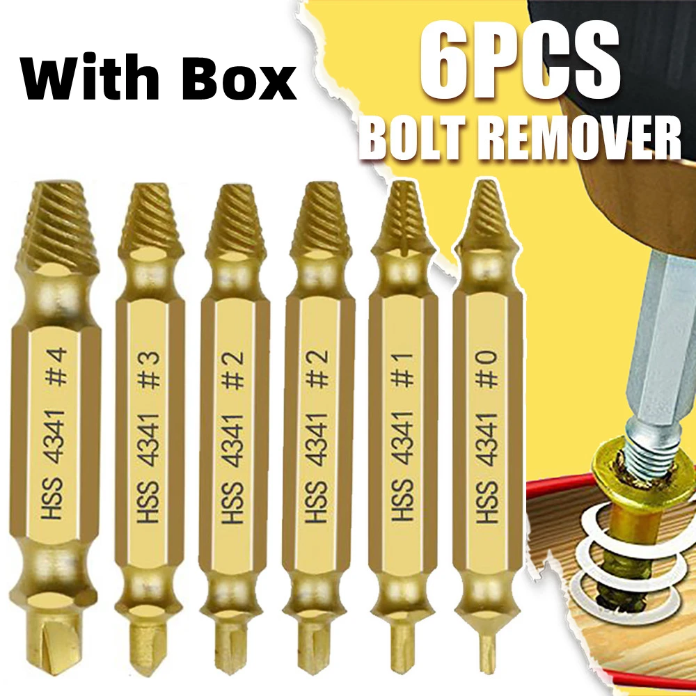 1SetScrewExtractorDrillBitSetBoltRemoverStrippedScrewsEasily