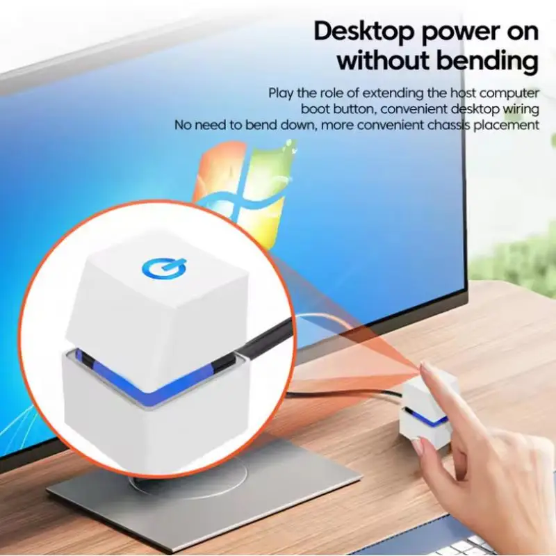 Desktop Power Switch with Blue LED Lights and 1.8m Extension Cable