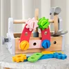 Children Toolbox Wooden Toys Pretend Play Set Nut Disassembly Screw Assembly Simulation Repair Games Educational Sensory Toys 5