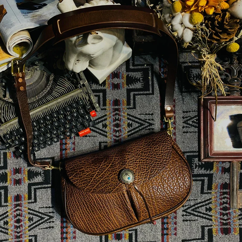 

Портновите брендовую текстуру, как грецкий орех! Высококачественная американская винтажная сумка-мессенджер Bison Leather 33*20*7,5 см