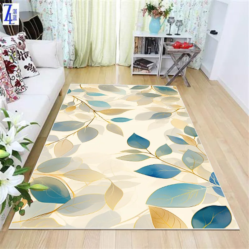 

Plant Leaf Pattern Living Room Carpets Decoration Sofa Table Side Anti-slip Large Size Rugs Bedroom Bedside Cloakroom Floor Mats