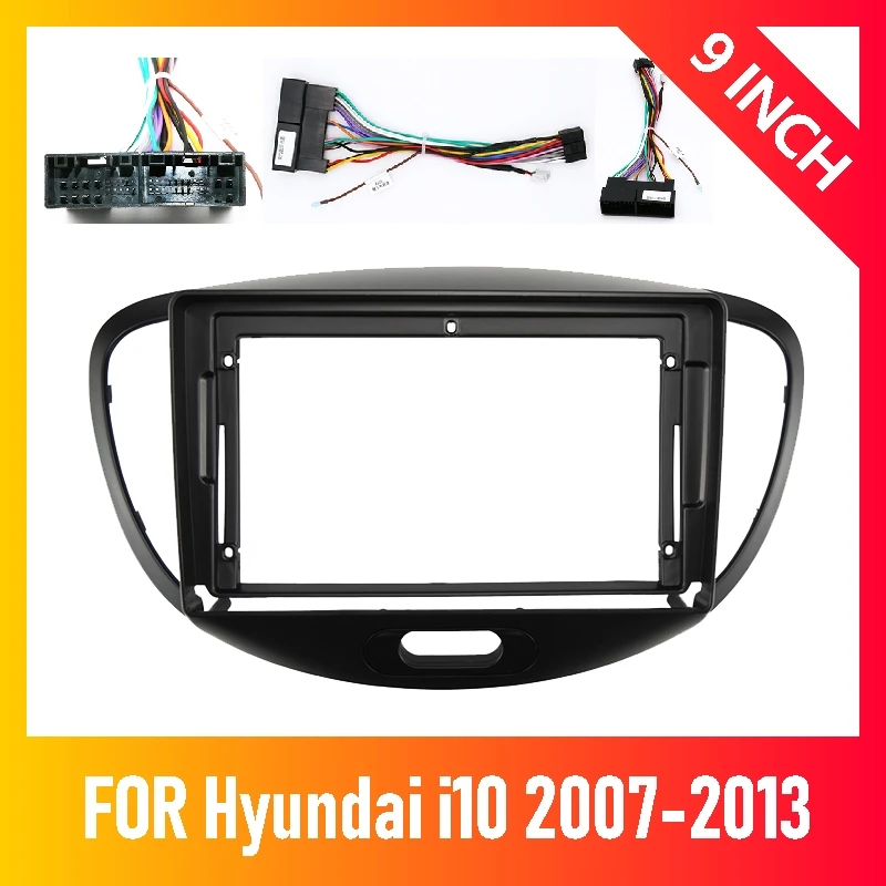 

9-дюймовая 2 Din Автомобильная магнитола, установка DVD, панель Fascia ДЛЯ Hyundai I10 2007-2013, проводка, фотомагнитола, комплект обрезания, рамка