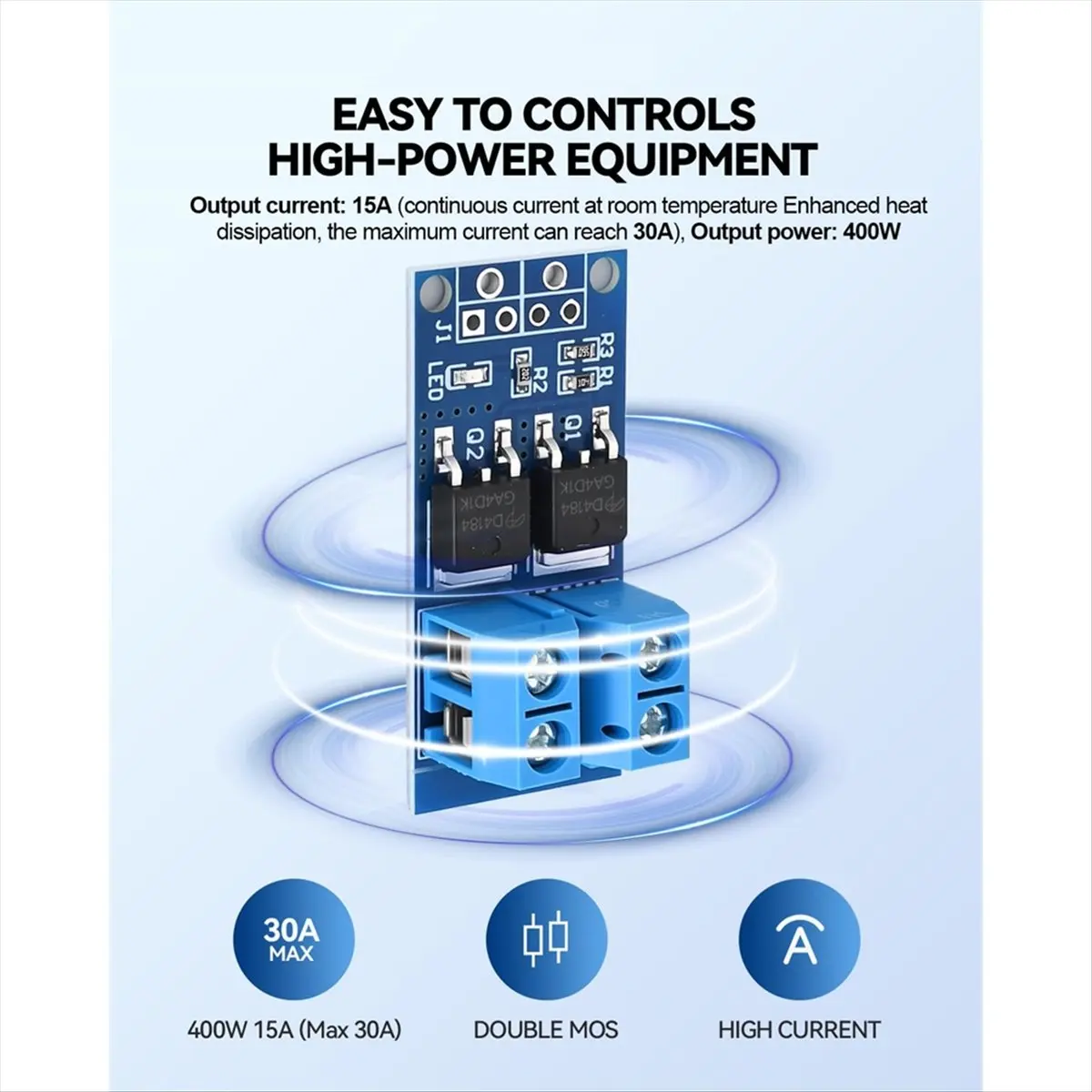 (A23G) 6PCS 듀얼 고전력 MOSFET 트리거 스위치 드라이브 모듈 0-20KHz PWM 조정 모터 속도 컨트롤러, DC 5V-36V 400W,15A