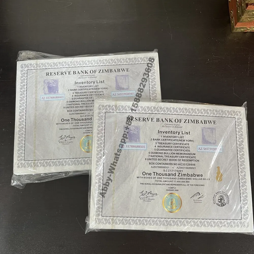 

200 pieces Zimbabwe Banknote scroll ONE THOUSAND Containers Zimbabwe Dollar Bills Paper Banknote with UV light watermark gift