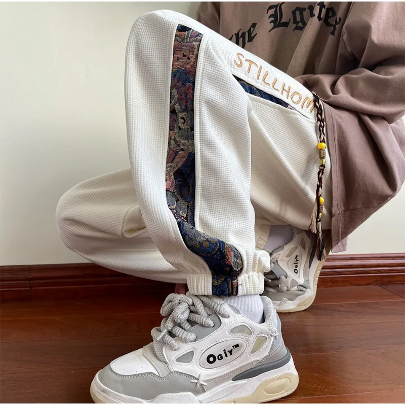 casual pants,sports pants,casual sports pants Korean Side Piping Bear Embroidery Casual Pants Men's Sports Trousers