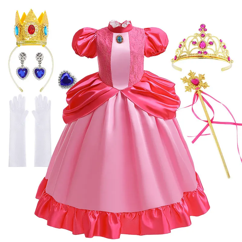 2026 핫 배관공 영화 히로인 코스튬 의상 소녀 할로윈 2026 프린세스 로리타 의류 우아한 어린이 파티 코스프레 드레스