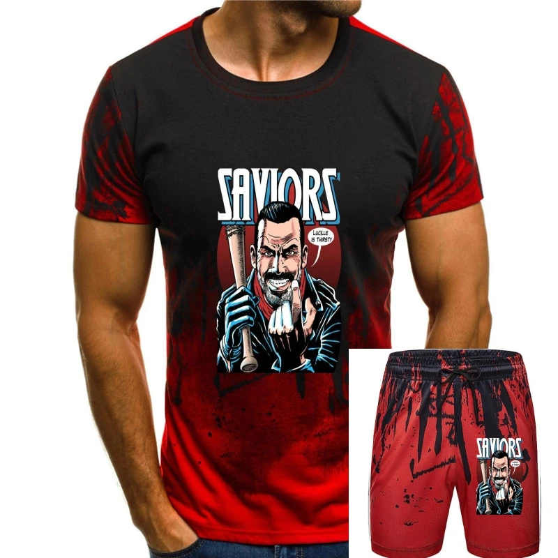 

SAVIORS TWD COMICS T-SHIRT negan lucille TWD walking dead tee C23 Cartoon t shirt men Unisex New Fashion tshirt Loose Size top