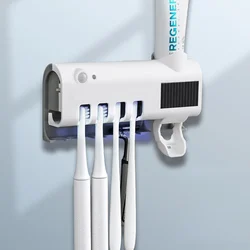 Auto UV Light Toothbrush Holder Bathroom UV Toothbrush Sterilization Storage Rack Antibacterial Sterilizer Toothpaste Dispenser