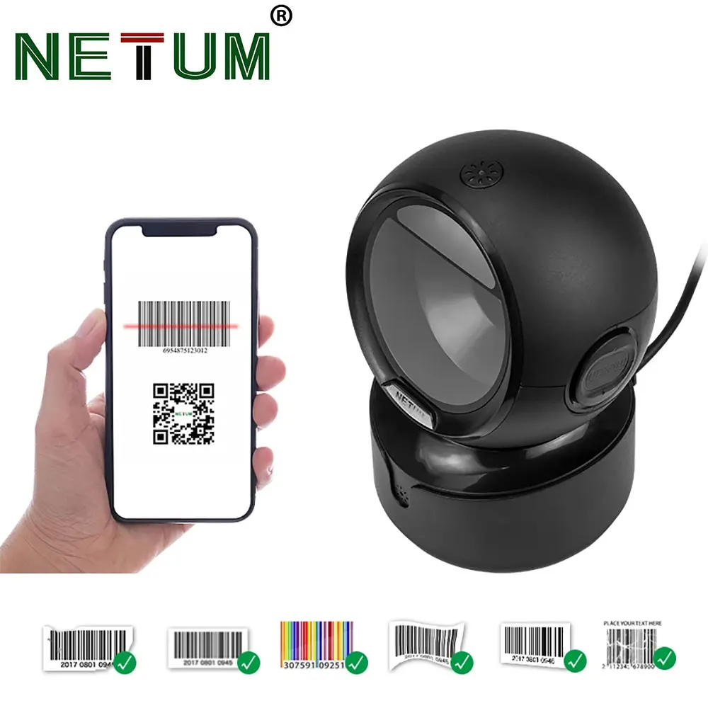 NETUM Omnidirectional 2D Barcode Scanner Image Platform Desktop Scanner 1D 2D QR code reader USB Omnidirectional High-speed