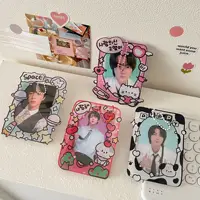 MINKYS Kawaii Acrylic Milk Cow Cat Kpop Photocard Holder Photo Card Holder Bag Pendant School Stationery 1