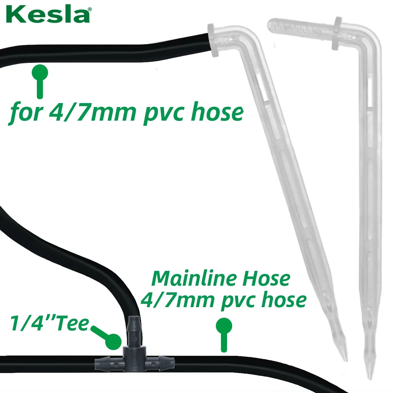 KESLA 50X Transparent Bend Arrow 1/4'' 4/7mm Hose Dripper Drip Emitter Water Saving Sprinkler Garden Micro Irrigation Greenhouse 4