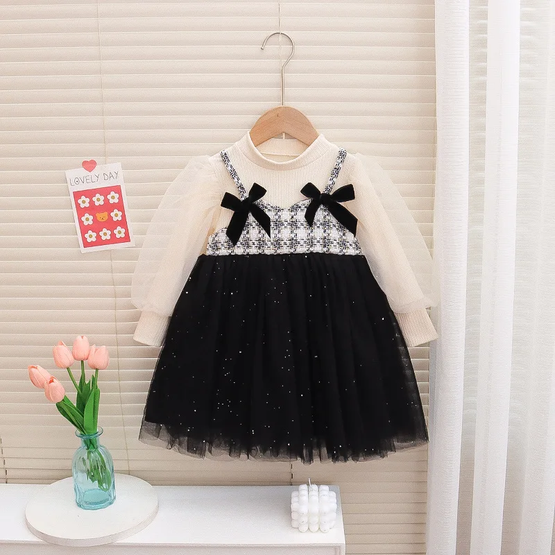 

Spring Summer 2023 New Children Wear Party Dresses for Girls Korea Bubble Sleeve Skirt Princess Clothes