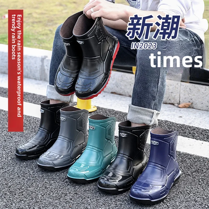 Men's Women's Barrel Water Shoes Adult Bottom Warm Waterproof Boots Cropped Student Rubber Shoes Motorcycle Equipment Parts