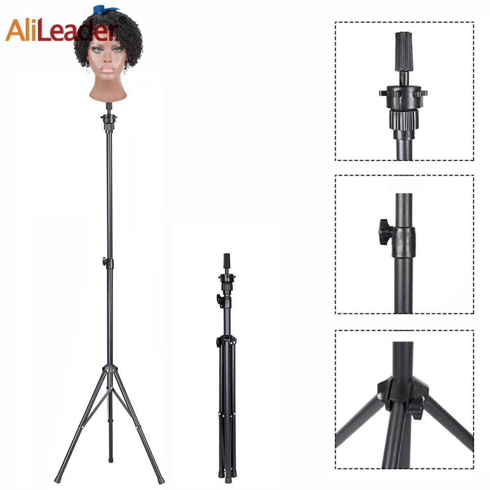 

150Cm Black Wig Stand Tripod Adjustale Wig Tripod Wig Stand Mannequin Head For Wig Head Stand For Making Wig Tete De Perruque