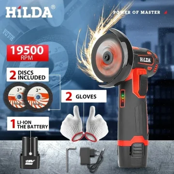 HILDA AB300A 3inch Mini Angle Grinder Handled Angle Grinder Multifunctional Cordless Cutting and Polishing Rechargeable Electric Tool