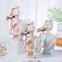 Modern Decorative Artificial Flower Vase Butterfly Girl Sculptures Interior Home Resin Ornaments Household Decoration Vases 2